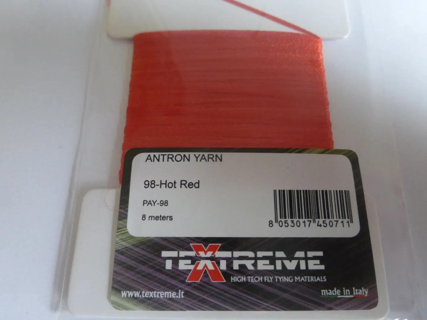 Antron Yarn Hot Red (card 98) - www.amfishingtackle.com